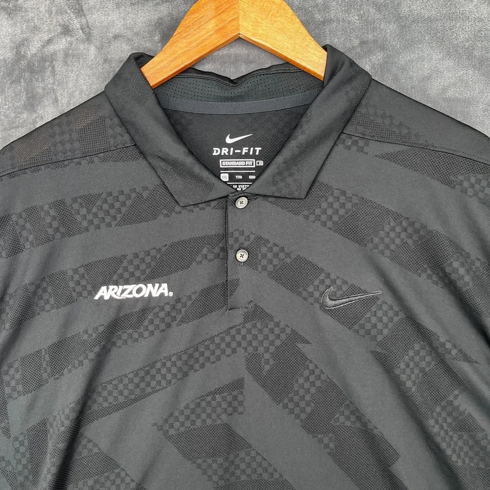 NIKE Golf Dri-Fit ARIZONA WILDCATS Polo Shirt Men's 2XL Black Pac12 UofA NCAA